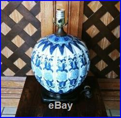 19TH c CHINESE GINGER JAR COBALT BLUE WHITE PUMPKIN PORCELAIN COBALT LAMP 11