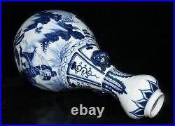 19.5Old China Yuan dynasty blue white Porcelain xiaohe hanxin garlic head Vase