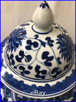 19c/20th Century Pair of Chinese Blue White Porcelain Ginger Jar vases 20 High