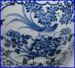 19th C Antique Chinese 22.5 H Blue/white Porcelain Baluster Jar
