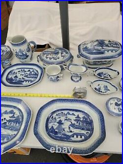 19th Century Antique Chinese Canton Export Blue White Porcelain Collection