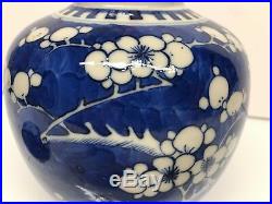 19th Century Qing Dynast Chinese Blue N White Porcelain Prunus Vase Ginger Jar