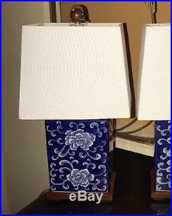 1 Rare Signed Ralph Lauren Lamp Blue White Mandarin Flower Porcelain Finish