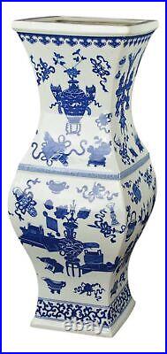 20 Classic Blue and White Porcelain Square Jar Vase, China Qing Style, Jingd