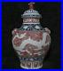 20 Old Chinese Blue White Red Porcelain Dynasty Dragon Tiger Head Pot Jar Crock