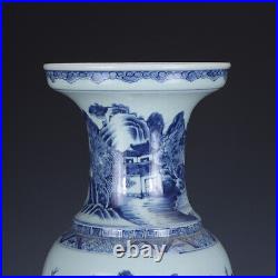 21.1 Chinese Rare Antique Porcelain qing dynasty Blue white landscape Vase