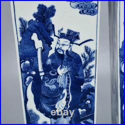 22 A pair Porcelain qing dynasty kangxi mark Blue white elderly Square Vase