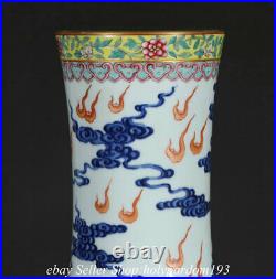 23.6 Qianlong Chinese Blue white Famille rose Gilt Porcelain Flower Vase