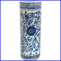 24 Floral Blue & White Porcelain Umbrella Stand Home Antique Design Organizer