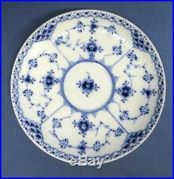 2 Antique Royal Copenhagen Fluted Lace Pattern Soup Bowl Saucer Blue White
