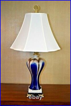 30 Chinese Porcelain Vase Lamp Tri-color Flambe Asian Blue/brown/white