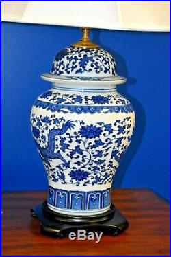 30 Pair Of Blue & White Chinese Dragon Porcelain Temple Jar Vase Lamps Asian