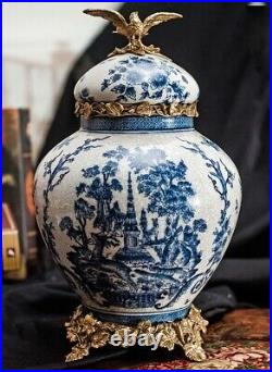 30cm European Style Chinoiserie vase Blue and White Chinese Ginger Jar