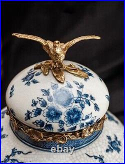 30cm European Style Chinoiserie vase Blue and White Chinese Ginger Jar