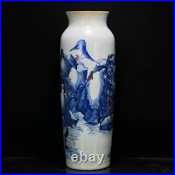 42.5 cm Chinese Blue and white Porcelain pair Vase Bottle Pottery Vase figure