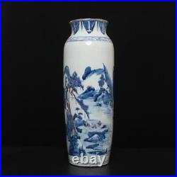 43CM Old Chinese Blue & White Porcelain Vase with landscape