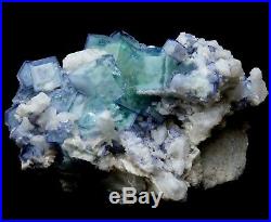457.6g Rare! Cube Blue & White Porcelain Fluorite & Calcite Specimen/China