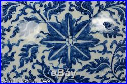 48cm Antique Chinese Qing Dynasty Porcelain Blue & White Glaze Lotus Vase