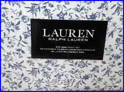 4PC Ralph Lauren King Sheet Set White Blue Floral Bitsy Extra Deep Porcelain NEW