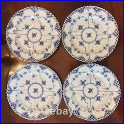 4 ROYAL COPENHAGEN BLUE FLUTED FULL LACE SALAD PLATES #1/1086 Quick Shipping