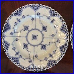 4 ROYAL COPENHAGEN BLUE FLUTED FULL LACE SALAD PLATES #1/1086 Quick Shipping