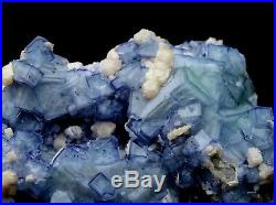610.4g Rare! Cube Blue & White Porcelain Fluorite & Calcite Specimen/China