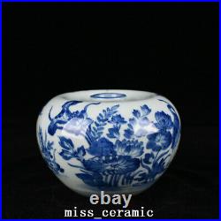 6.3 Antique Porcelain Qing dynasty kangxi mark Blue white Lotus bird Apple Vase