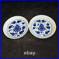 6.4yuan dynasty zhizheng mark blue white Porcelain pair interlock branch plate