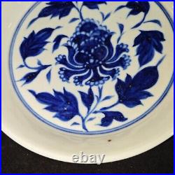 6.4yuan dynasty zhizheng mark blue white Porcelain pair interlock branch plate