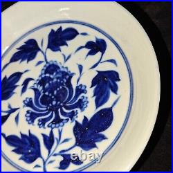 6.4yuan dynasty zhizheng mark blue white Porcelain pair interlock branch plate