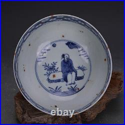 6.9 China Blue White Porcelain Hand Painting Ancient Character Story Bowl