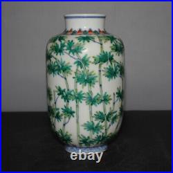 7.3Good Chinese Blue and White Porcelain Doucai Bamboo Winter Melon Bottle Vase