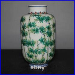 7.3Good Chinese Blue and White Porcelain Doucai Bamboo Winter Melon Bottle Vase