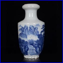 7.87 China Blue&white Porcelain HandPainted Exquisite Landscape Vase