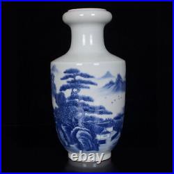 7.87 China Blue&white Porcelain HandPainted Exquisite Landscape Vase