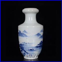 7.87 China Blue&white Porcelain HandPainted Exquisite Landscape Vase