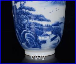 7.87 China Blue&white Porcelain HandPainted Exquisite Landscape Vase