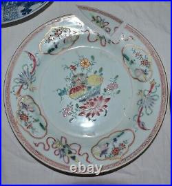 7 chinese plates 18/17th century famille rose blue white Qianlong and Kangxi