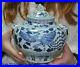 8.6 China Blue&white porcelain Phoenix Bird statue Tanks Crock pot canister jar