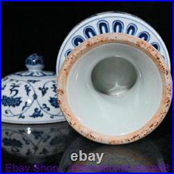 8.6 Xuande Marked Old China Blue White Porcelain Palace Flower Food Vessel Pair