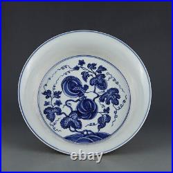 8.9China Blue and White Porcelain Twine Lotus Flower Branch Melon Fruit Plates