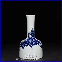 8 China Old Antique Porcelain Qing dynasty kangxi mark Blue white Phoenix Vase