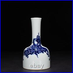 8 China old Qing dynasty Porcelain kangxi mark Blue white Phoenix pattern vase