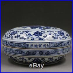 9 China old antique Porcelain Ming Xuande Blue & white flower and Bird Vase