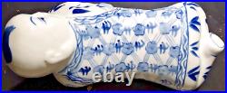 ANTIQUE Chinese Blue & White Porcelain Opium PillowithHeadrest Rotund Man or Boy