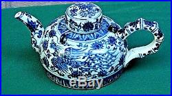 ANTIQUE MING CHINESE PORCELAIN BLUE&WHITE TEAPOT WithTWO PHOENIX AMIDST PEONY