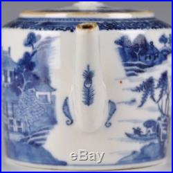 A Chinese Blue & White Porcelain 18th Ct Qianlong Period Teapot With Landscape