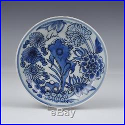 A Chinese Blue & White Porcelain Ming Marked Kraak Dish With Floral Decoration