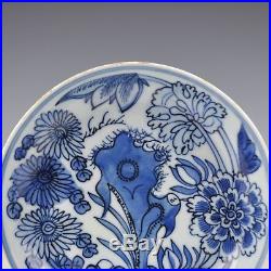 A Chinese Blue & White Porcelain Ming Marked Kraak Dish With Floral Decoration