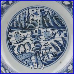 A Chinese Porcelain 16Th CT Blue & White Ming Dynasty Charger Water Landscape